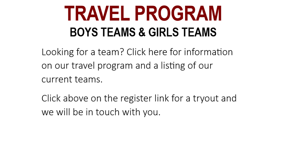 Looking for a team?  Register for a Tryout !